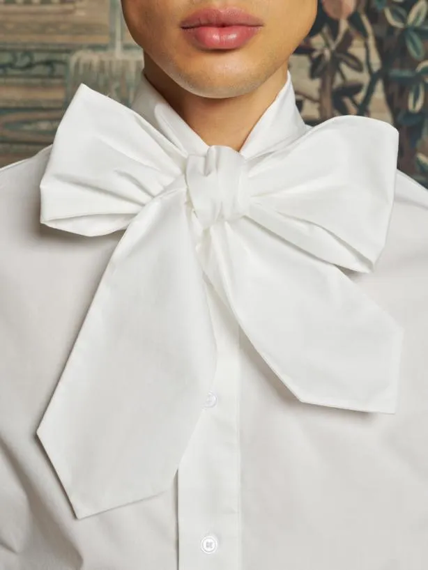 Sister Jane Shirts Menswear Miller Bow Shirt Pearled White