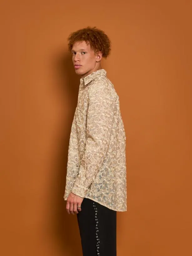 Sister Jane Shirts Menswear Penny Lace Embroidery Shirt Glamoured Gold
