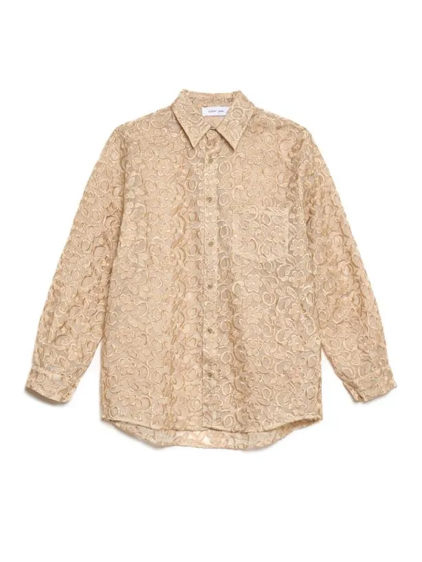 Sister Jane Shirts Menswear Penny Lace Embroidery Shirt Glamoured Gold