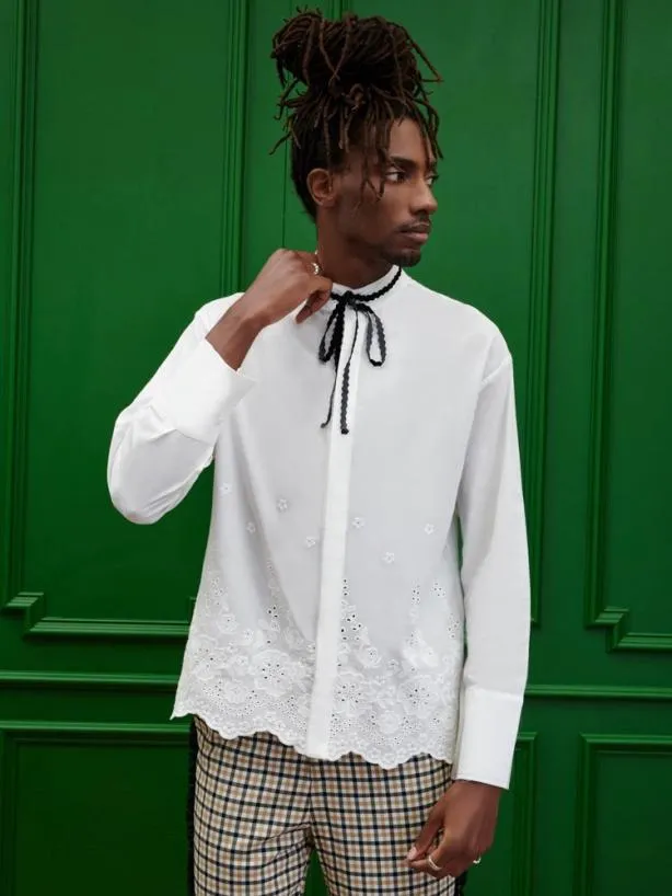 Sister Jane Shirts Menswear Sonny Cotton Embroidered Shirt Whiternblack