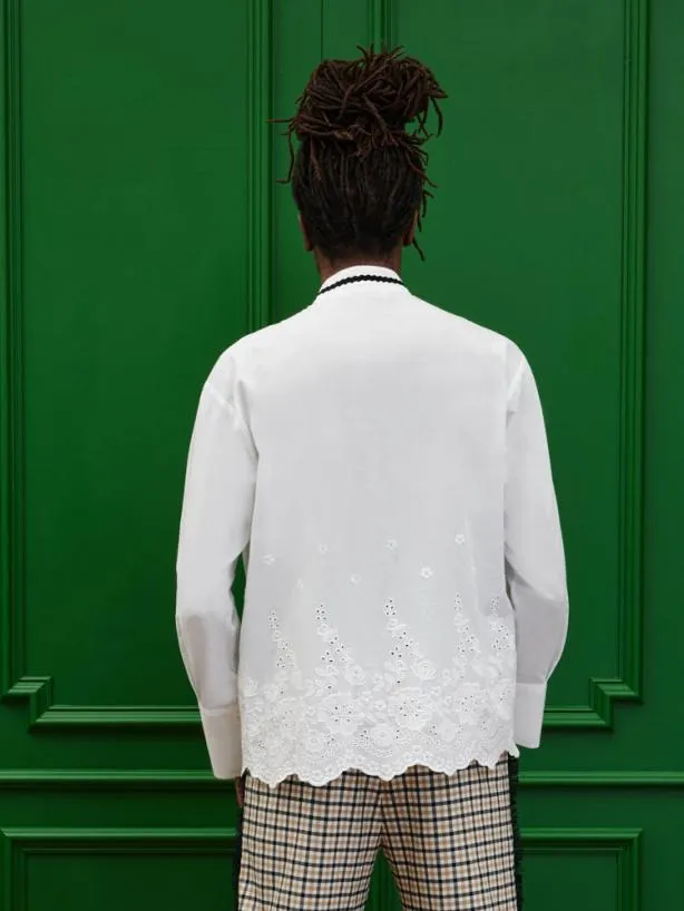 Sister Jane Shirts Menswear Sonny Cotton Embroidered Shirt Whiternblack