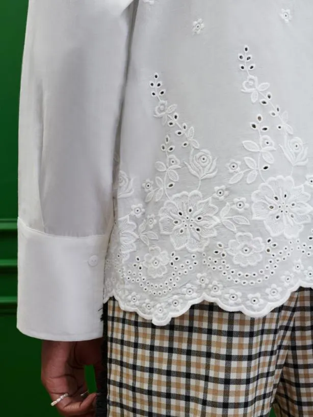 Sister Jane Shirts Menswear Sonny Cotton Embroidered Shirt Whiternblack