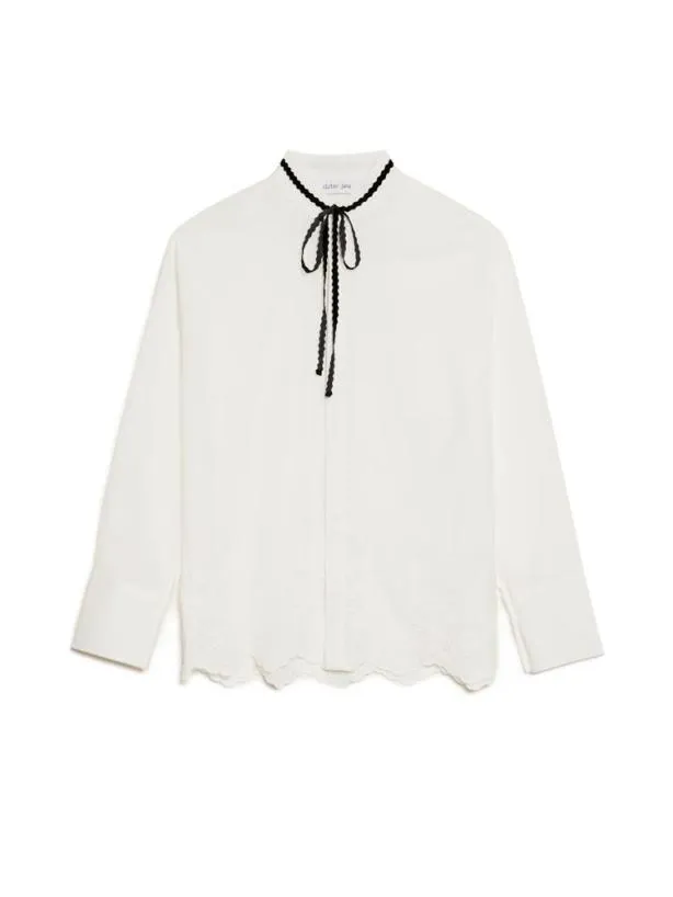 Sister Jane Shirts Menswear Sonny Cotton Embroidered Shirt Whiternblack