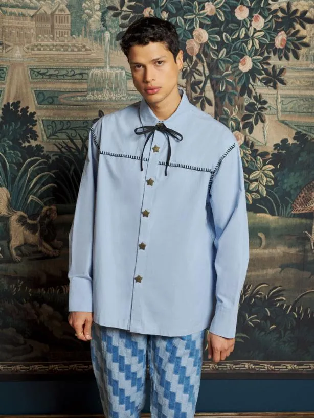 Sister Jane Tops Womenswear Arlo Star Shirt Slate Blue