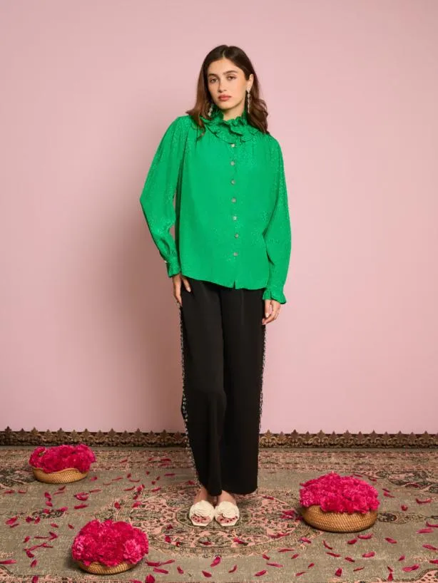 Sister Jane Tops Womenswear Candra Heart Ruffle Blouse Irish Green