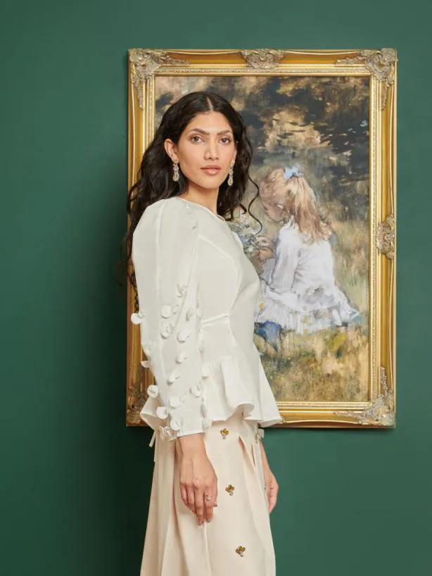 Sister Jane Tops Womenswear DREAM Nouveau Flower Top Pearled White