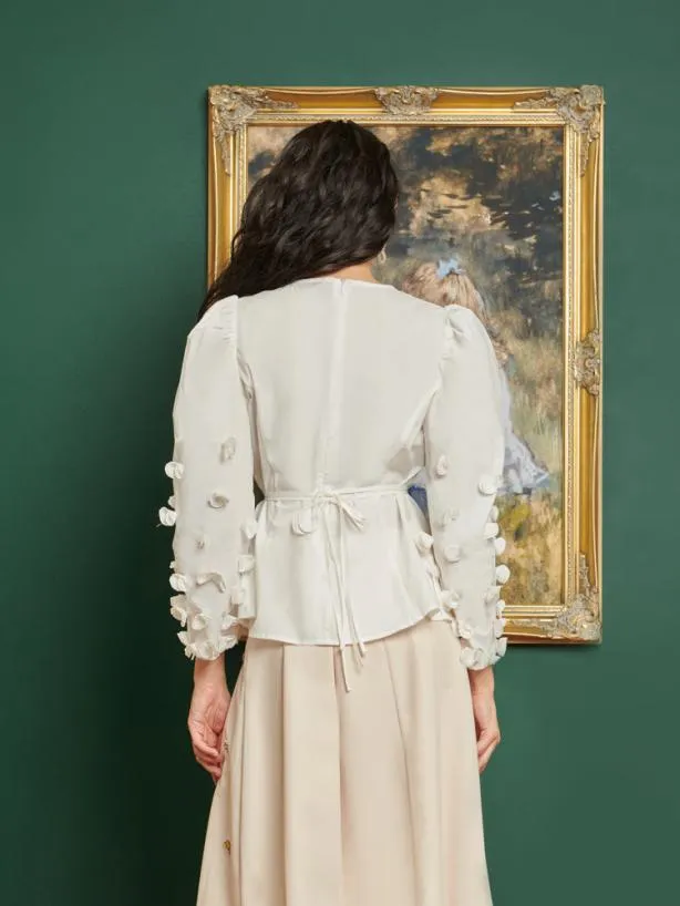 Sister Jane Tops Womenswear DREAM Nouveau Flower Top Pearled White