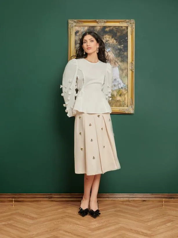 Sister Jane Tops Womenswear DREAM Nouveau Flower Top Pearled White