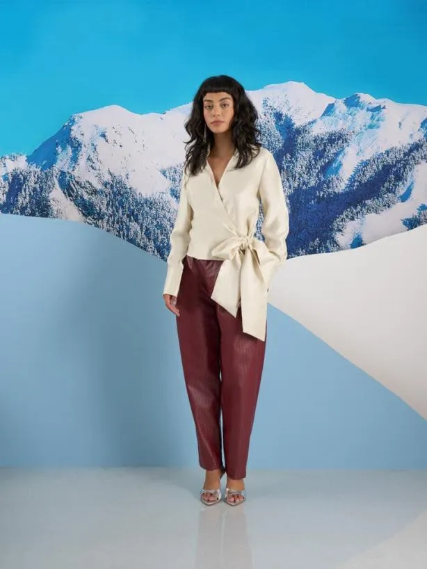 Sister Jane Tops Womenswear Ghospell Maisie Wrap Top Pearled Ivory