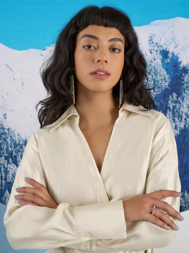 Sister Jane Tops Womenswear Ghospell Maisie Wrap Top Pearled Ivory