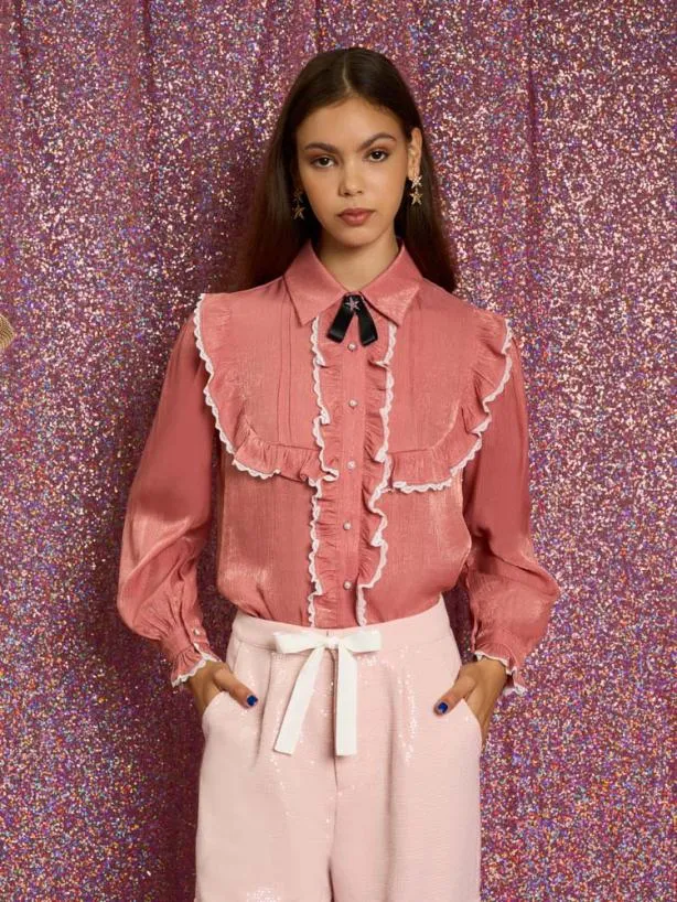 Sister Jane Tops Womenswear Melody Ruffle Blouse Blush Pink