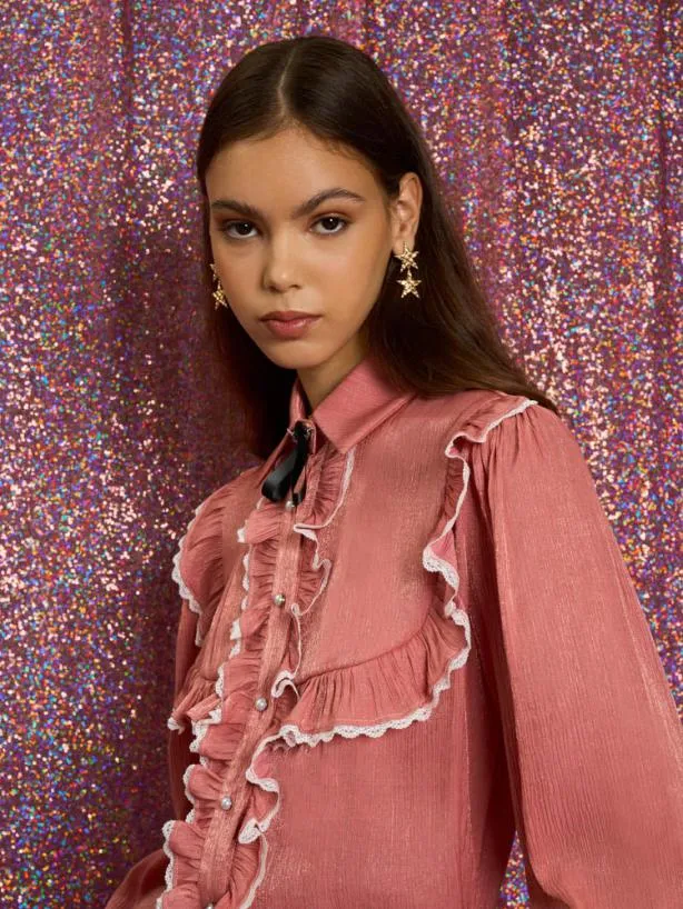Sister Jane Tops Womenswear Melody Ruffle Blouse Blush Pink