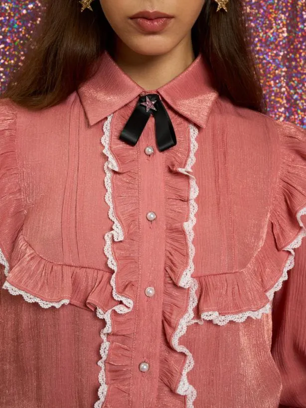 Sister Jane Tops Womenswear Melody Ruffle Blouse Blush Pink