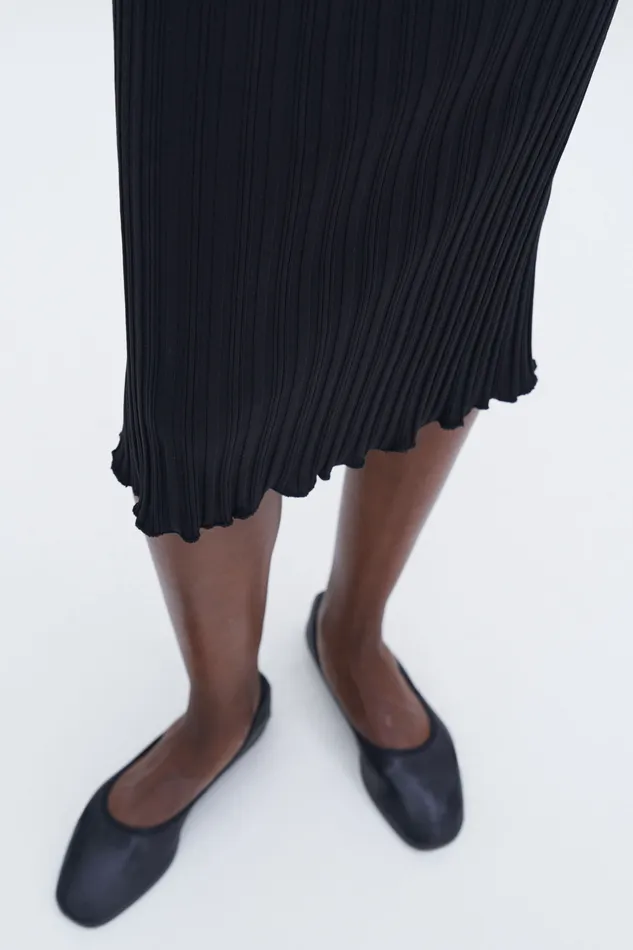 Skirts Women filippak Cotton Rib Slip Skirt Black Skirts Women filippak Cotton Rib Slip Skirt Black