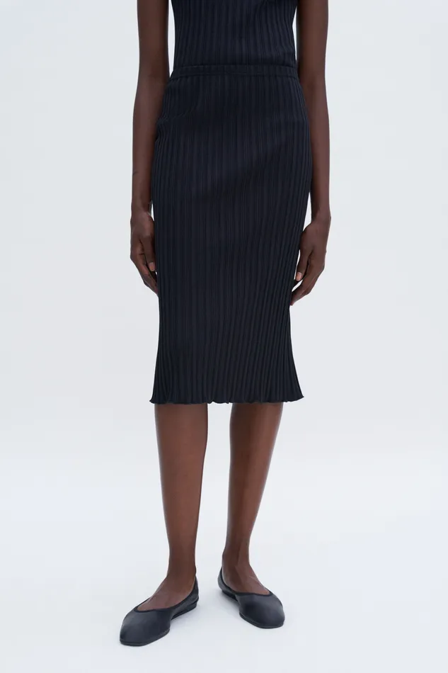 Skirts Women filippak Cotton Rib Slip Skirt Black Skirts Women filippak Cotton Rib Slip Skirt Black