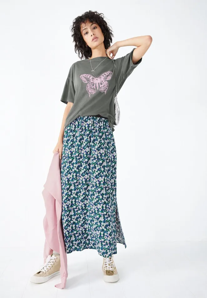 Skirts Women Hush Moana Midi Skirt Pop Floral Blackpink