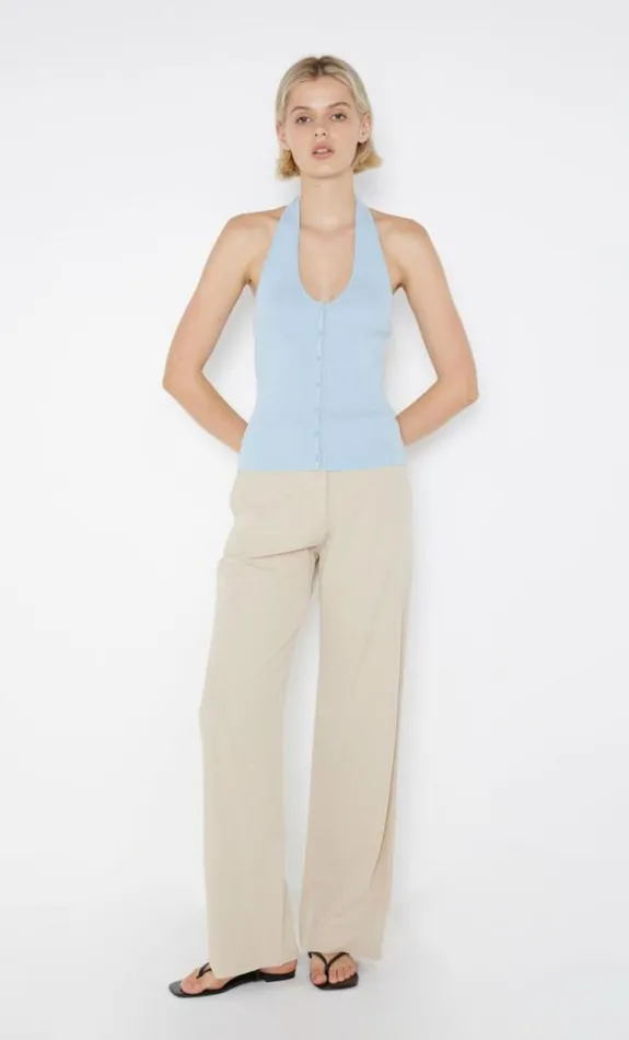 Sleeveless Shop Bec Bridge Amalfi Halter Knit Top Dolphin Blue