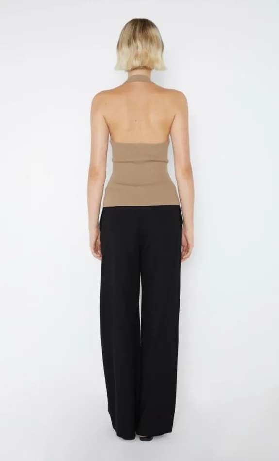 Sleeveless Shop Bec Bridge Amalfi Halter Knit Top Tobacco