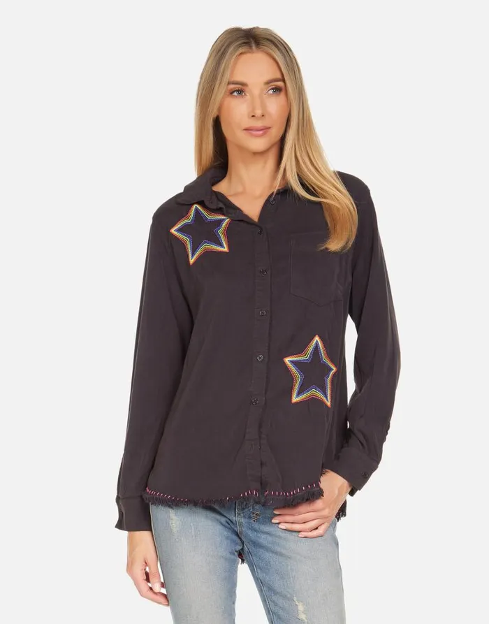 Sloane Rainbow Lip Outline Onyx Women Lauren Moshi Long Sleeve