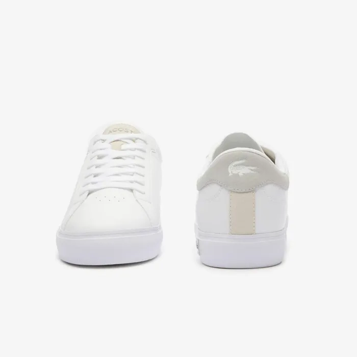 Sneakers Men Lacoste Men039s Powercourt Logo Tongue Leather Sneakers Whitegrey 14x