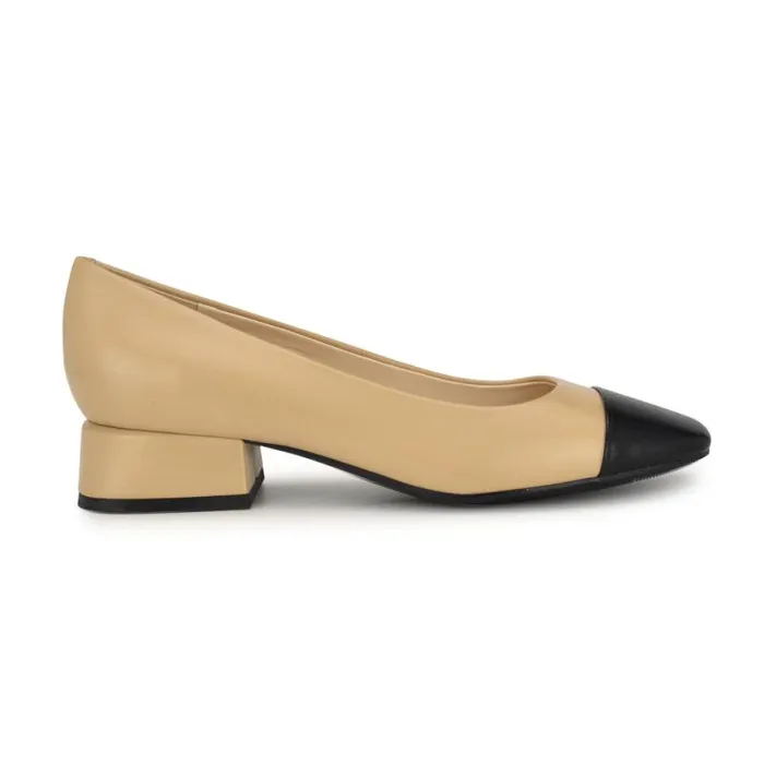 Sophe Cap Toe Pumps Natural Leatherblack Women Nine West Heels