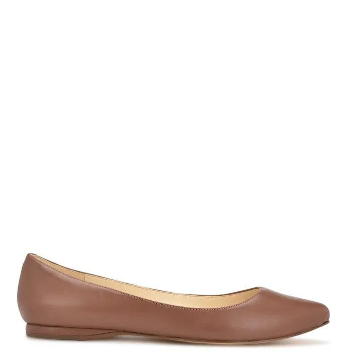 Speakup Almond Toe Flats Dark Tan Leather Women Nine West Flats