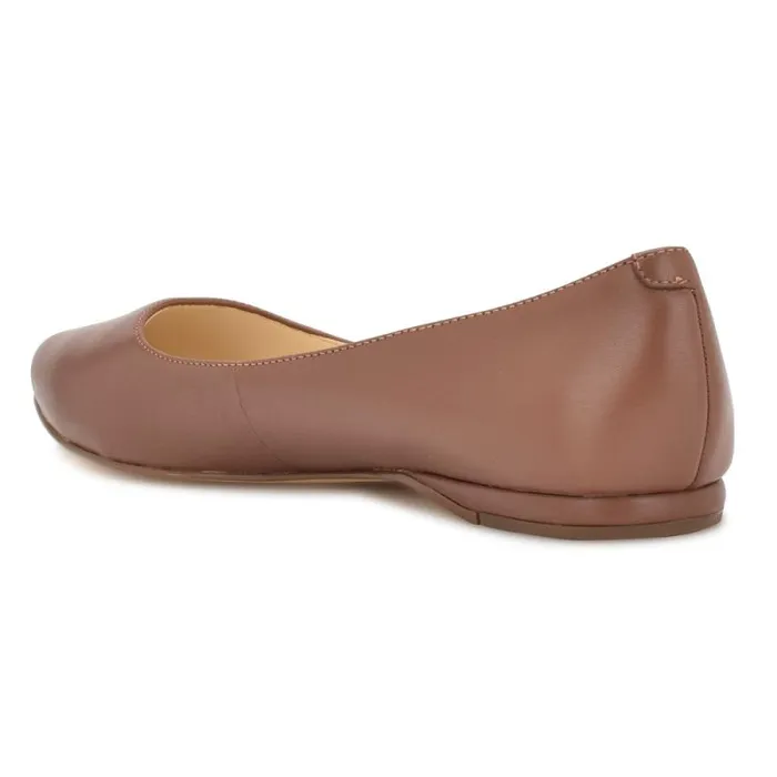 Speakup Almond Toe Flats Dark Tan Leather Women Nine West Flats Speakup Almond Toe Flats Dark Tan Leather Women Nine West Flats