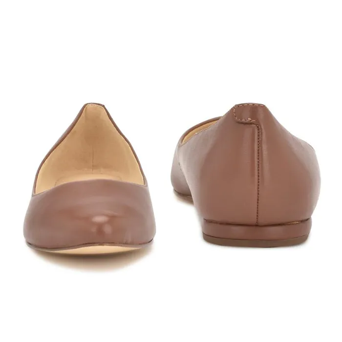 Speakup Almond Toe Flats Dark Tan Leather Women Nine West Flats Speakup Almond Toe Flats Dark Tan Leather Women Nine West Flats