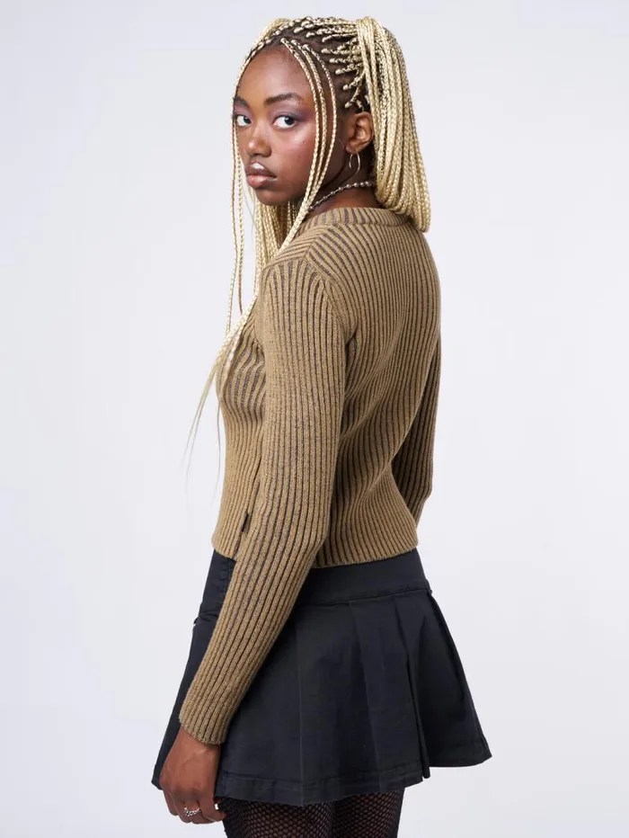 Star Brown Chunky Knit Jumper Women Minga London Tops and TShirts