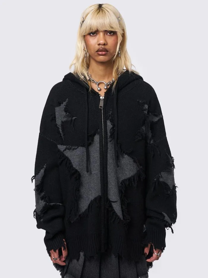 Starshatter Knitted Zip Up Hoodie Women Minga London Knitwear