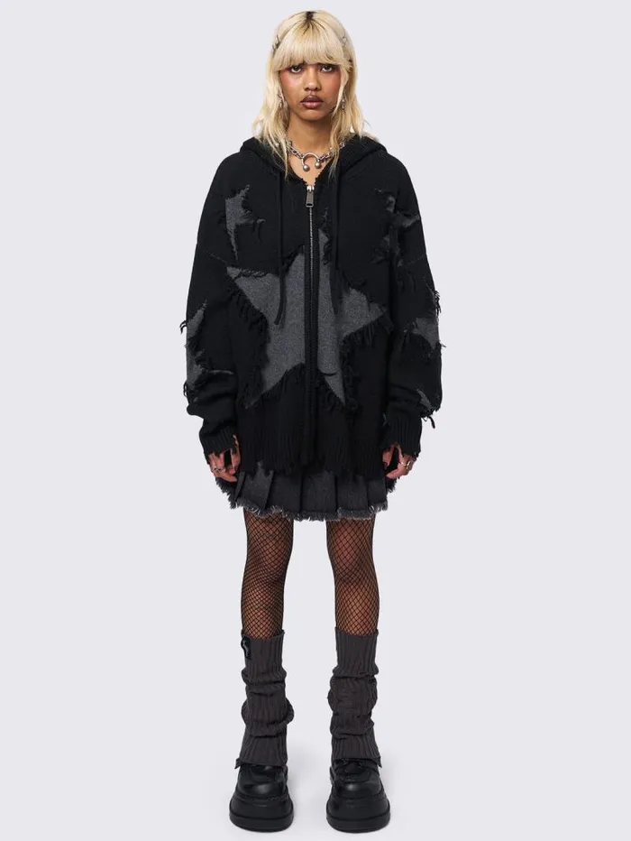 Starshatter Knitted Zip Up Hoodie Women Minga London Knitwear