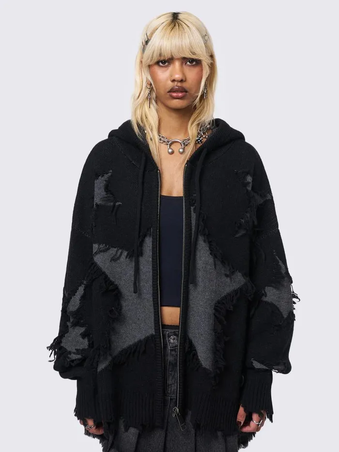 Starshatter Knitted Zip Up Hoodie Women Minga London Knitwear