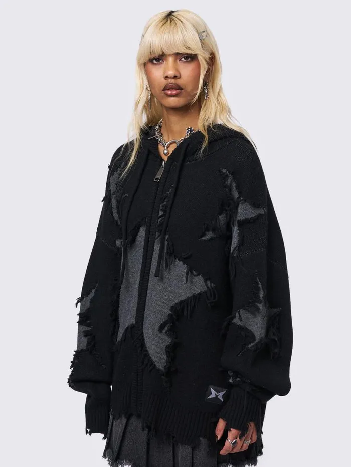 Starshatter Knitted Zip Up Hoodie Women Minga London Knitwear