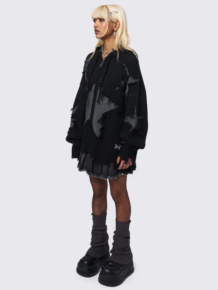 Starshatter Knitted Zip Up Hoodie Women Minga London Knitwear