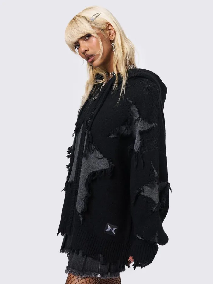 Starshatter Knitted Zip Up Hoodie Women Minga London Knitwear
