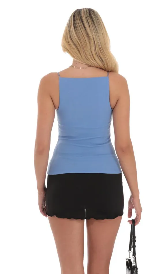Straight Neck Top Blue Women LUCY IN THE SKY Tops Straight Neck Top Blue Women LUCY IN THE SKY Tops