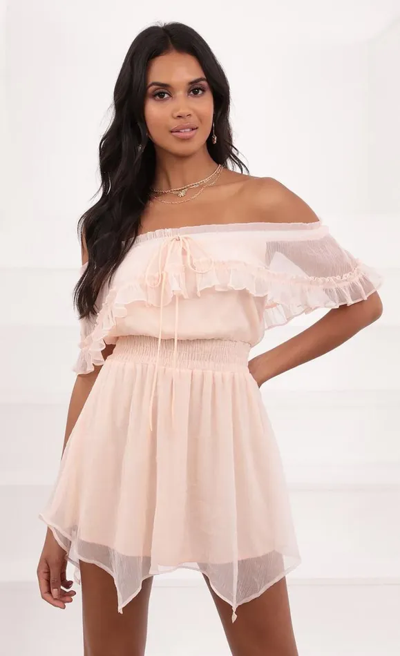 Strapless Chiffon Dress Pink Women LUCY IN THE SKY Mini Dresses