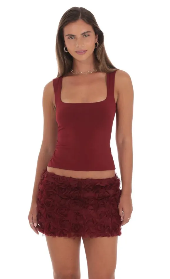 Stretch Scoop Top Maroon Women LUCY IN THE SKY Tops