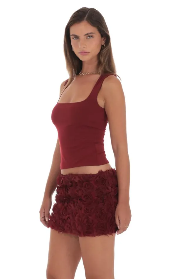 Stretch Scoop Top Maroon Women LUCY IN THE SKY Tops Stretch Scoop Top Maroon Women LUCY IN THE SKY Tops