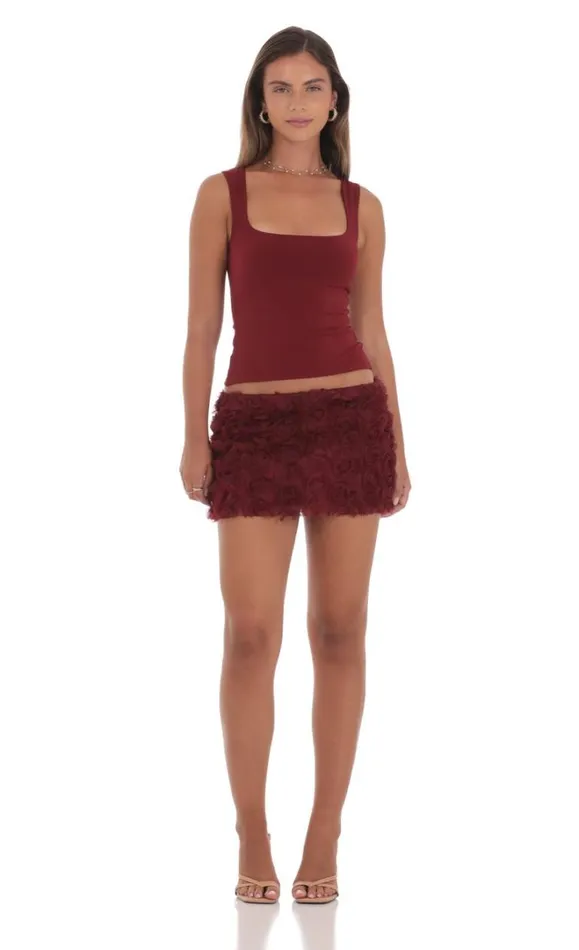 Stretch Scoop Top Maroon Women LUCY IN THE SKY Tops Stretch Scoop Top Maroon Women LUCY IN THE SKY Tops