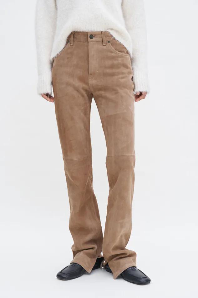 Suede Five Pocket Trousers Cognac Brown Trousers filippak Women