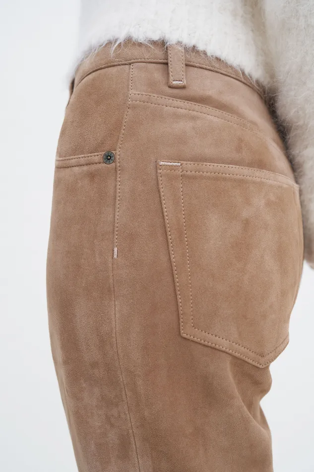 Suede Five Pocket Trousers Cognac Brown Trousers filippak Women Suede Five Pocket Trousers Cognac Brown Trousers filippak Women