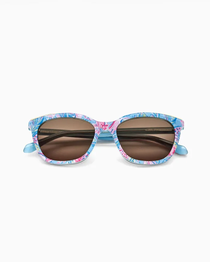 Sunglasses and Eyewear Women Lilly Pulitzer Make Waves Reader Sunglasses Blue Ibiza Gimme The Juice