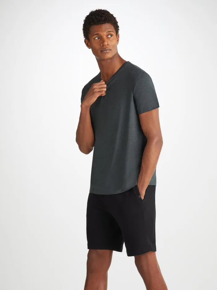 Sweat Shorts Men Derek Rose Sweat Shorts Quinn Cotton Modal Black