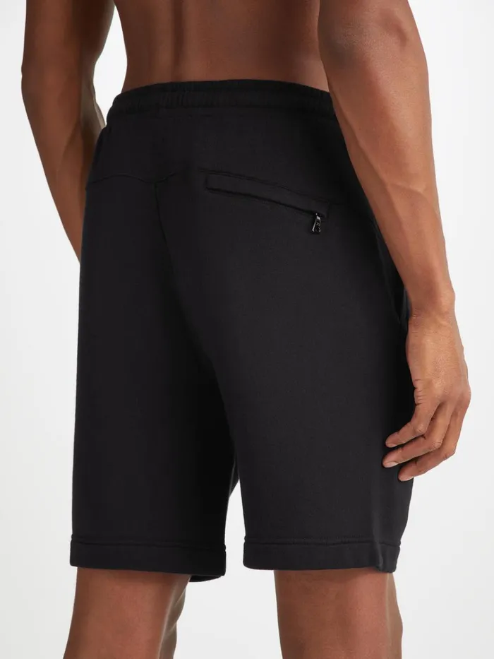 Sweat Shorts Men Derek Rose Sweat Shorts Quinn Cotton Modal Black
