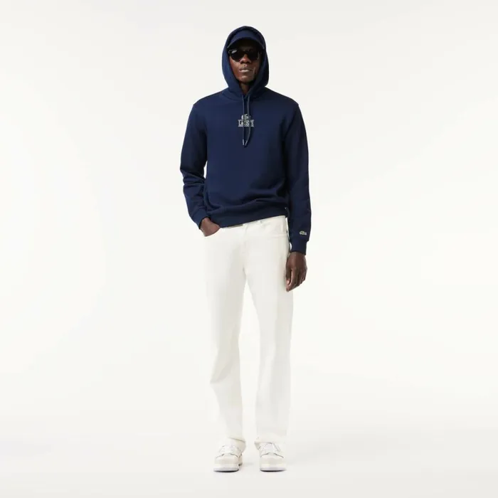 Sweaters and Sweatshirts Men Lacoste Men039s Printed Hoodie Navy Blue 166