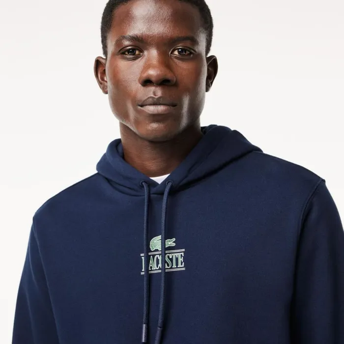 Sweaters and Sweatshirts Men Lacoste Men039s Printed Hoodie Navy Blue 166