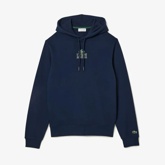 Sweaters and Sweatshirts Men Lacoste Men039s Printed Hoodie Navy Blue 166