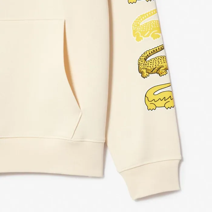 Sweaters and Sweatshirts MenWomen Lacoste Unisex Contrast Crocodile Hoodie Cream Xfj