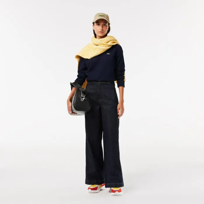 Sweaters and Sweatshirts Women Lacoste Women039s HighNeck Wool Sweater Navy Blue 166